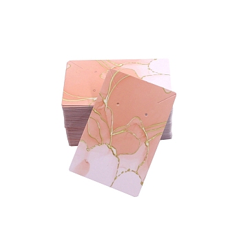 100Pcs Rectangle Gold Stamping Paper Necklace and Earring Display Cards, Light Salmon, 9x6cm