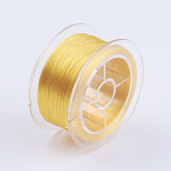 Flat Elastic Crystal String, Elastic Beading Thread, for Stretch Bracelet Making, Yellow, 0.8mm, about 54.68 yards(50m)/roll