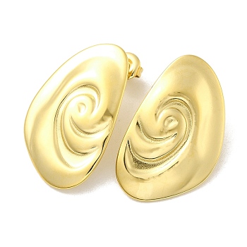 Ion Plating(IP) 304 Stainless Steel Stud Earrings, Shell Shape, Real 14K Gold Plated, 31x19mm