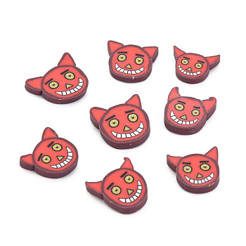 Halloween Handmade Polymer Clay Cabochons, Ghost, Red, 7.5~10.5x9~11x1~2mm, about 6600pcs/1000g