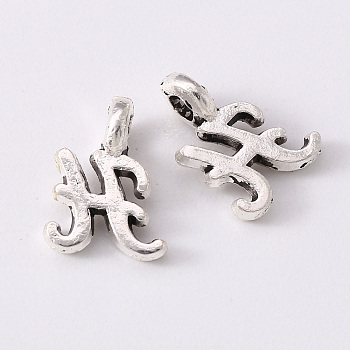 Tibetan Style Alloy Charms, Cadmium Free & Lead Free, Antique Silver, Letter.H, H: 10.5x7.5x1.5mm, Hole: 1.8mm