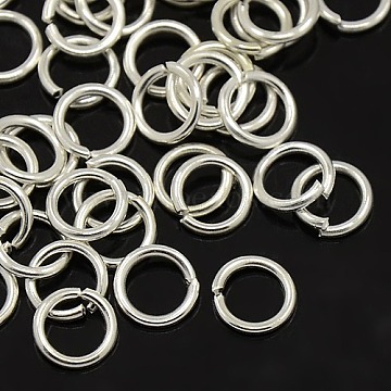 Brass Open Jump Ring Jewelry Components, Cadmium Free & Lead Free, Open Jump Rings, Silver Color Plated, 18 Gauge, 5x1mm, Inner Diameter: 3mm, about 120pcs/10g(X-JRC5MM-S)