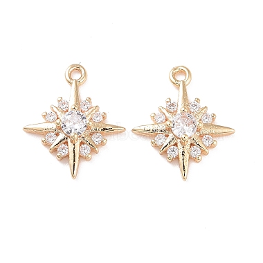 Real 14K Gold Plated Clear Star Brass+Cubic Zirconia Charms