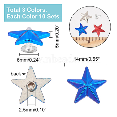 arricraft 30 ensembles 3 couleurs rivets semi-tubulaires pour vêtements en alliage de zinc(FIND-AR0003-48)-2