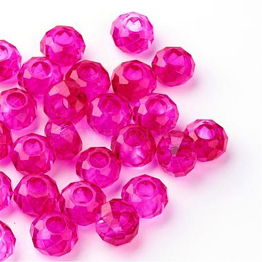 14mm Fuchsia Rondelle Glass Beads