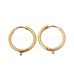 304 Stainless Steel Huggie Hoop Earring Findings, Ion Plating(IP), with Loop, Real 18K Gold Plated, 16.5x15x1.5mm, Hole: 1.2mm, Pin: 0.8mm(STAS-C161-03G)