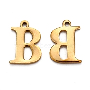 Ion Plating(IP) 304 Stainless Steel Alphabet Charms, Golden, Letter.B, 12x8x1mm, Hole: 1mm(STAS-H122-B-G)