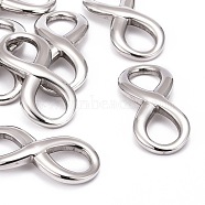 Smooth Surface 304 Stainless Steel Infinity Links connectors, Stainless Steel Color, 39x17x3.5mm, Hole: 13x10mm(STAS-N006-03)