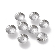 304 Stainless Steel Bead Caps, Apetalous, Flower, Stainless Steel Color, 10x10x2.5mm, Hole: 1.2mm(STAS-K194-07P-02)