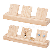 Wood Earring Card Organizer Display Stands, with 5Pcs Earring Display Cards, Rectangle, BurlyWood, 22x5.5x6.05cm(EDIS-WH0016-028)