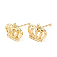 Crown Alloy Stud Earrings for Women, with 304 Stainless Steel Steel Pin, Cadmium Free & Lead Free, Light Gold, 7.5x9.5mm(PALLOY-Q447-10LG)