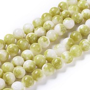 Natural Persian Jade Beads Strands, Dyed, Round, Olive, 4mm, Hole: 1mm, about 90pcs/strand, 16 inch(G-D434-4mm-29)