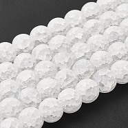 Frosted Crackle Glass Beads Strands, Imitation Crystal , Round, Synthetic Crystal, White, about 10mm in diameter, hole: 1mm, about 39pcs/str(CCG-10D-37)