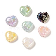Iridescent Acrylic Beads, UV Plating, Heart, Mixed Color, 25x27.5x9mm, Hole: 3.2mm(OACR-P020-06)