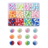 300Pcs 12 Colors Two-tone Baking Painted Glass Beads, Round, Mixed Color, 8mm, Hole: 1.3~1.6mm, about 25Pcs/color(DGLA-YW0001-06)