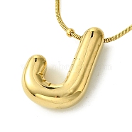 Initial Letter 304 Stainless Steel Pendant Necklaces, Real 18K Gold Plated, Letter J, 15.91 inch(40.4cm), pendant: 19x13.5mm(NJEW-R265-05G-J)