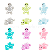 12Pcs 6 Colors Silicone Beads, Chewing Beads For Teethers, Turtle, Mixed Color, 29x22x8mm, Hole: 3mm, 2pcs/color(SIL-NB0001-12)