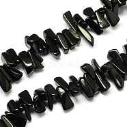 Natural Black Stone Bead Strands, Nuggets, Black, 12~20x6~10x3~10mm, Hole: 1mm, about 104pcs/strand, 15.7 inch(G-R191-05)