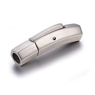 304 Stainless Steel Bayonet Clasps, Tube, Brushed, Stainless Steel Color, 28x6.5x7mm, Hole: 4mm(STAS-E440-19P)