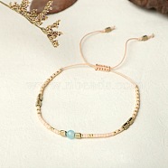 Bohemian Style Handmade Braided Friendship Bracelet with Semi-Precious Beads for Women, Mixed Color, 0.1cm(ST2682395)