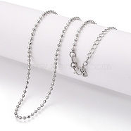 Brass Ball Chain Necklaces, with M Clasps, Real Platinum Plated, 18.50x0.08 inch(470x2mm)(NJEW-N054-13P)