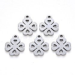 304 Stainless Steel Pendants, Laser Cut, Clovers, Stainless Steel Color, 17x14x1mm, Hole: 1.8mm(STAS-N092-06)