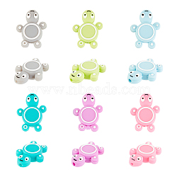 12Pcs 6 Colors Silicone Beads, Chewing Beads For Teethers, Turtle, Mixed Color, 29x22x8mm, Hole: 3mm, 2pcs/color(SIL-NB0001-12)