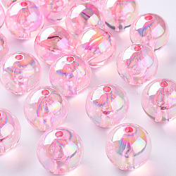 Transparent Acrylic Beads, AB Color Plated, Round, Hot Pink, 20x19mm, Hole: 3mm, about 111pcs/500g(MACR-S370-B20mm-704)