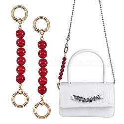 Bag Extension Chain, with ABS Plastic Imitation Pearl Beads and Light Gold Alloy Spring Gate Rings, for Bag Replacement Accessories, Dark Red, 15cm(FIND-SZ0002-44)