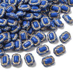 Plating Opaque Acrylic Beads, Metal Enlaced, Rectangle, Blue, 18.5x13.5x9mm, Hole: 1.6mm, about 515pcs/500g(AC-CBA6852-03)