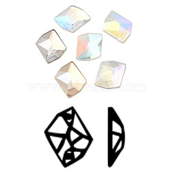 K9 Glass Rhinestone Cabochons, Flat Back & Back Plated, Faceted, Rhombus, Mixed Color, 21x17x5.5mm(RGLA-N002-03A)