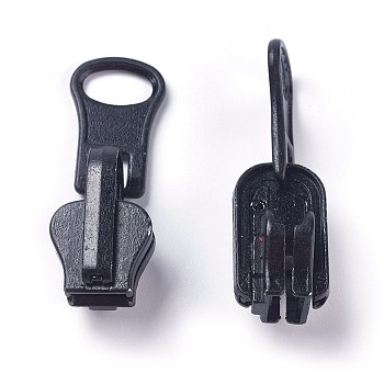 Alloy Zipper Puller, Garment Accessories, Black, 24x15x14mm, 24x15x2mm