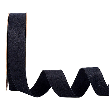 Double Side Velvet Ribbon, Flat, Black, 1 inch(25mm), about 10.00 Yards(9.14m)/Roll