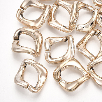 UV Plating ABS Plastic Linking Rings, Quick Link Connectors, For Curb Chains Making, Unwelded, Twist, Rose Gold, 20.5x20x9.5mm, Inner Diameter: 16x9.5mm
