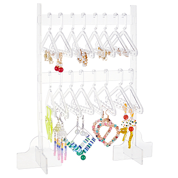 Transparent Acrylic Earring Display Stands, Earring Organizer Holder, Coats Hanger Shape, Clear, Finished Product: 22x7x25cm, about 22pcs/set