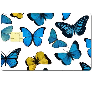 PVC Plastic Waterproof Card Stickers, Self-adhesion Card Skin for Bank Card Decor, Rectangle, Butterfly, 186.3x137.3mm
