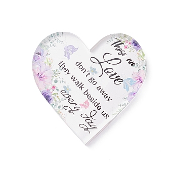 Heart-shaped with Word Acrylic Ornaments, Home Decorations, Floral Pattern, 108.5x105.5x10mm