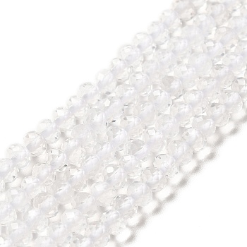 Natural Quartz Crystal Beads Strands, Rock Crystal, Grade AA, Faceted, Rondelle, 4x3mm, Hole: 0.7mm, about 132pcs/strand, 15.35''(39cm)