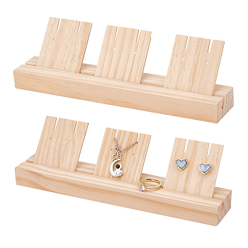 Wood Earring Card Organizer Display Stands, with 5Pcs Earring Display Cards, Rectangle, BurlyWood, 22x5.5x6.05cm