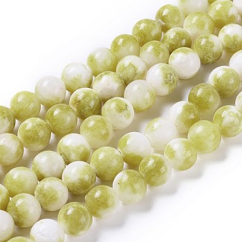 Natural Persian Jade Beads Strands, Dyed, Round, Olive, 4mm, Hole: 1mm, about 90pcs/strand, 16 inch