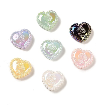 Iridescent Acrylic Beads, UV Plating, Heart, Mixed Color, 25x27.5x9mm, Hole: 3.2mm