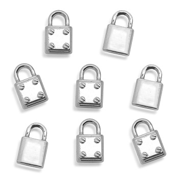 201 Stainless Steel Pendants, Padlock, Stainless Steel Color, 15.5x9.5x4mm, Hole: 4mm