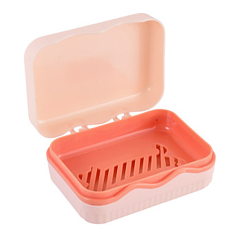 PP Soap Storage Box, Rectangle, Salmon, 119x90.5x48mm, Inner Diameter: 110x75mm