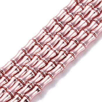 Electroplate Glass Beads Strands, Bamboo, Pale Violet Red, 8x4.5mm, Hole: 0.8mm, about 50pcs/strand, 15.75''(40cm)
