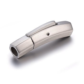 304 Stainless Steel Bayonet Clasps, Tube, Brushed, Stainless Steel Color, 28x6.5x7mm, Hole: 4mm