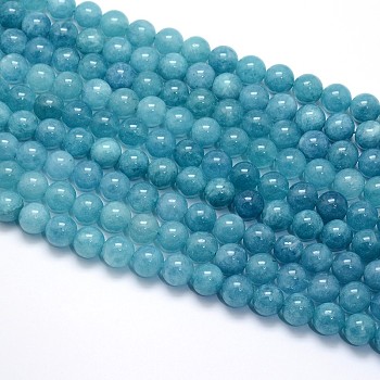 Natural Blue Quartz Beads Strands, Dyed, Round, 6mm, Hole: 1mm, about 65pcs/strand, 15.5 inch