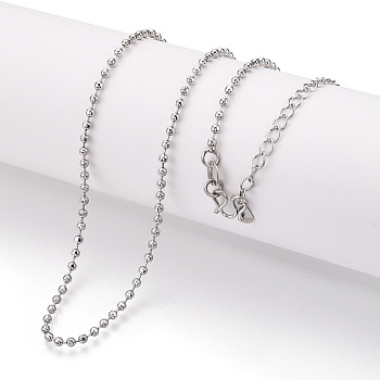 Brass Ball Chain Necklaces, with M Clasps, Real Platinum Plated, 18.50x0.08 inch(470x2mm)