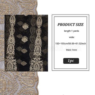 Benecreat 1pc tissu de dentelle à bord ondulé brodé de fleurs en polyester(OCOR-BC0005-55)-2
