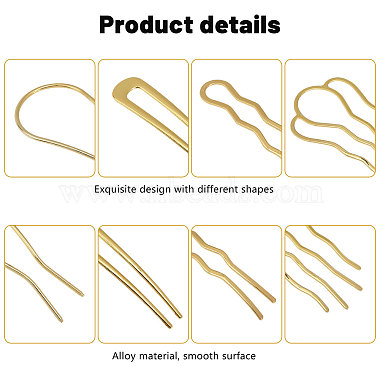 12Pcs 12 Styles Brass Hair Fork/Combs Findings(OHAR-CA0001-12)-5