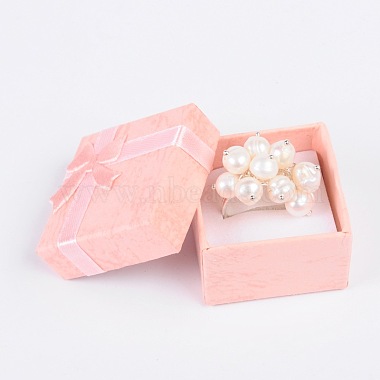 Pink Square Paper Ring Box